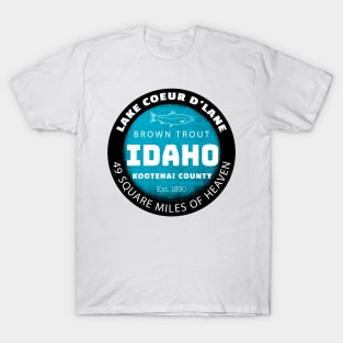 Fishing Lake Coeur d' Lane Idaho Brown Trout Kootenai County T-Shirt